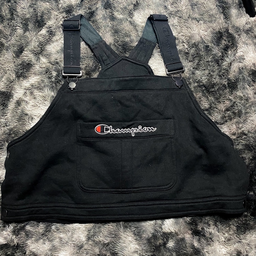 Champion Superfleece Overall Crop Top in Black